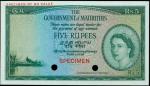 MAURITIUS. Government of Mauritius. 5 Rupees, ND (1954). P-27ct. PCGS Gem New 66 PPQ. Color Trial Sp