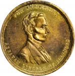 1860 Abraham Lincoln. DeWitt-AL 1860-20. Gilt copper. 38.4 mm. About Uncirculated, lightly polished.