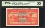 TRINIDAD & TOBAGO. Government of Trinidad & Tobago. 2 Dollars, 1934-39. P-6s. Specimen. PMG About Un