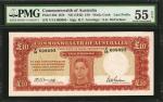 AUSTRALIA. Commonwealth Bank of Australia. 10 Pounds, ND (1942). P-28b. PMG About Uncirculated 55 EP