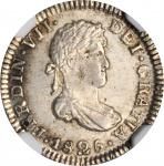 BOLIVIA. 1/2 Real, 1825-PTS JL. Potosi Mint. Ferdinand VII. NGC MS-65.