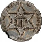 1861 Silver Three-Cent Piece. AU-58 (NGC).
