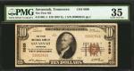 Savannah, Tennessee. $10  1929 Ty. 1. Fr. 1801-1. The First NB. Charter #8889. PMG Choice Very Fine 