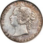 1872-H年加拿大50分。CANADA. Newfoundland. 50 Cents, 1872-H. Birmingham (Heaton) Mint. Victoria. PCGS EF-45