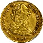 COLOMBIA. 1789-JJ 2 Escudos. Santa Fe de Nuevo Reino (Bogotá) mint. Carlos III (1759-1788). Restrepo