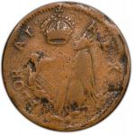 Undated (ca. 1652-1674) St. Patrick Farthing. Martin 2d.1-Fd.3, W-11500. Rarity-7. Copper. Sea Beast