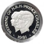 1981年西萨摩亚查尔斯王子婚礼纪念银币一枚，面值10元，完全未使用品