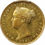 PORTUGAL. 5000 Reis, 1851. Lisbon Mint. Maria II. PCGS AU-58.