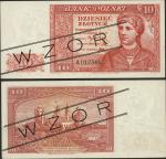 Bank Polski, World War II Government in exile, specimen 10 zlotych, 15 August 1939, red serial numbe