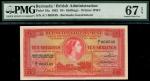 Bermuda Government, 10 shillings, 20 October 1952, serial number A/1 069549, red and orange, Queen E