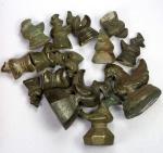 Group Lots - World Coins，BURMA: LOT of 14 opium weights, various weights between 10 and 1 kyat, from