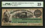 T-3. Confederate Currency. 1861 $100. PMG Very Fine 25.