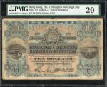 1923年香港汇丰银行10元，编号B413063，PMG 20，有书写及墨渍