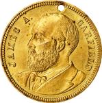 1881 James A. Garfield Campaign Medal. DeWitt-JG 1880-8. Brass, Gilt. Choice Mint State.