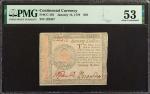 CC-101. Continental Currency. January 14, 1779. $70. PMG About Uncirculated 53.