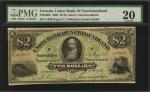 CANADA. Union Bank of Newfoundland. 2 Dollars, 1882. CH #750-16-02. PMG Very Fine 20.