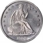 1868 Liberty Seated Half Dollar. WB-101. MS-64 (NGC).