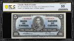 CANADA. Bank of Canada. 5 Dollars, 1937. BC-23a. PCGS Banknote About Uncirculated 55.