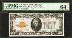 Fr. 2402. 1928 $20  Gold Certificate. PMG Choice Uncirculated 64 EPQ.