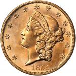 1855-S Liberty Double Eagle. Variety-14B. Faint S. Gold S.S. Central America Label. AU-58 (PCGS). CA