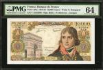 FRANCE. Banque de France. 10000 Francs, 1955-56. P-136a. PMG Choice Uncirculated 64.