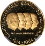PANAMA. Gold Medal, 1964. NGC PROOF-67 Ultra Cameo.
