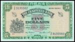 The Chartered Bank, $5, 3.3.1962, serial number S/F 3135582, green and multicoloured, keys left and 