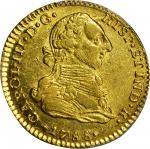 COLOMBIA. 1788-JJ 2 Escudos. Santa Fe de Nuevo Reino (Bogotá) mint. Carlos III (1759-1788). Restrepo