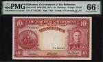 The Bahamas Government, 10 shillings, ND (1947), serial number A/7 052563, (Pick 10d, TBB B109), in 