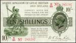 Treasury Series, N.F. Warren-Fisher, 10 shillings, ND (1919), serial number E/35 285297, green and b