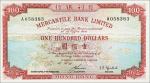 HONG KONG. Mercantile Bank Limited. 100 Dollars, 1965. P-244. About Uncirculated.