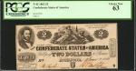 T-42. Confederate Currency. 1862 $2. PCGS Choice New 63.