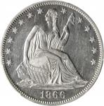 1866 Liberty Seated Half Dollar. Motto. Proof-55 (PCGS).