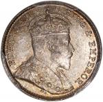 1904年香港五仙, PCGS MS64。Hong Kong, [PCGS MS64] silver 5 cents, 1904, Edward VII on obverse, (KM-12), PC