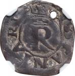 PERU. Cob 1/4 Real, ND (ca. 1568-70)-R. Lima Mint. Philip II. NGC VF Details--Holed.