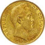 COLOMBIA. 10 Peso, 1919. Bogota Mint. PCGS AU-55.