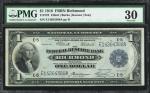 Fr. 722. 1918 $1 Federal Reserve Bank Note. Richmond. PMG Very Fine 30.