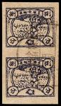 1932年中华苏维埃邮政总局蓝色8分邮票直双连一件
