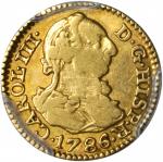 SPAIN. 1/2 Escudo, 1786-MDV. Charles III (1759-88) PCGS VF-30 Secure Holder.