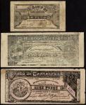 Banco de Cartagena, Colombia, 1, 5 and 10 pesos, 1900, (Pick S345, S347, S348), fine (3 notes)
