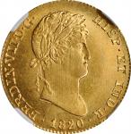 SPAIN. 4 Escudos, 1820-M GJ. Madrid Mint. Ferdinand VII. NGC MS-62.