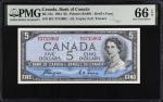 1954年加拿大银行5 元。CANADA. Bank of Canada. 5 Dollars, 1954. BC-31a. PMG Gem Uncirculated 66 EPQ.