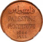 PALESTINE. British Mandate. Mil, 1944. London Mint. George VI. NGC MS-65 Red.