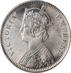 1887-C年1卢比。加尔各答铸币厂。INDIA. Rupee, 1887-C. Calcutta Mint. Victoria. PCGS MS-63 Gold Shield.