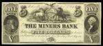 Pennsylvania. Pottsville. Miners Bank of Pottsville. $5. 1841. (PA-575 G54) Unissued remainder. Stat