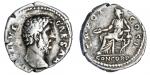 Roman Imperial. Aelius, Caesar (136-138), AR Denarius, 137. 3.14 gms. Bare head right, rev. Concordi