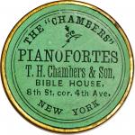 New York, New York. 1868 T.H. Chambers & Son. Bowers NY-4060. Gilt brass. 34 mm. Choice About Uncirc