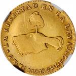 MEXICO. 2 Escudos, 1828-Eo Mo LF. Estado de Mexico (Tlalpam) Mint. NGC VF Details--Reverse Scratched