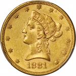 美国1881-S年10美元金币。