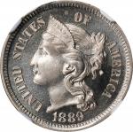 1889 Nickel Three-Cent Piece. Proof-66 (NGC).
